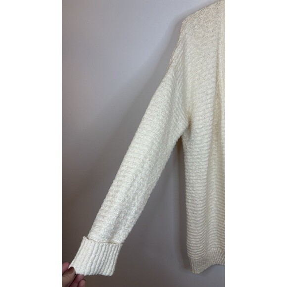LL BEAN Midweight Ivory Open Front Cardigan Women XL Chunky Knit Duster Cotton - Picture 4 of 9
